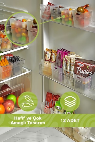Mithra Life 12 Adet Buzdolabı Kapak İçi Düzenleyici Ve Banyo Organizer Mıt1104 Şeffaf