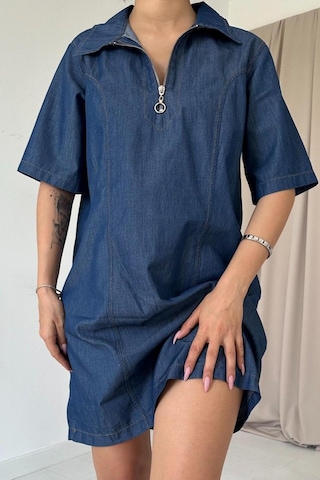 Etiler Collection Mavi Tencel Kuplu Elbise