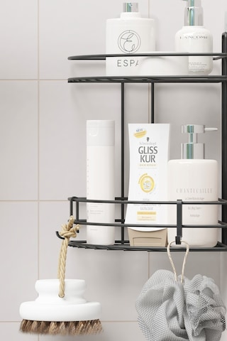 Zabata Yapışkanlı 2 Katlı Banyo Köşeliği Köşe Rafı Duş Şampuanlık Duvar Düzenleyici Organizer Raf Siyah