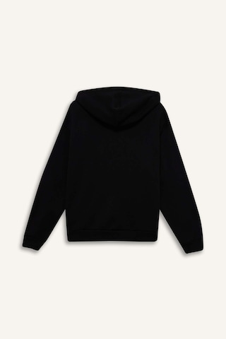 Defacto Relax Fit Kapüşonlu Basic Düz Kalın Fermuarlı Sweatshirt C1809ax25aubk81 Siyah
