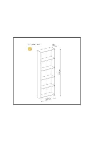 Pelin 5 Raflı Beyaz Kitaplık Modern Çok Amaçlı Raflı Kitap Dolabı