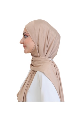 Modish Group Penye Boyun Kapamalı Şal Başörtü Hazır Giyim Turban Esnek Jersey Şal Koyu Vizon