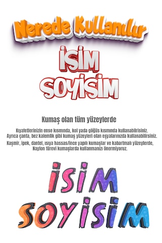 Kıyafet Etiketi - Okul Kıyafet Kumaş Etiketi Kreş Anaokulu İlkokul Kıyafet Kumaş Etiketi Set14 Karışık