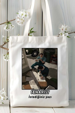 Art Hediye Senarist Baskılı Bez Omuz Çantası Kişiye Özel Model 1 Çok Renkli