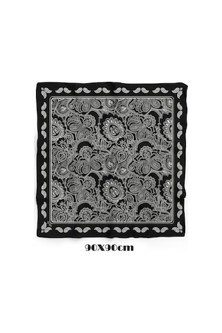 Zerafet Desen 90x90cm Eşarp/fular Siyah