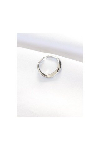 Yassı Silver Renk Ayarlanabilir Yüzük Gümüş