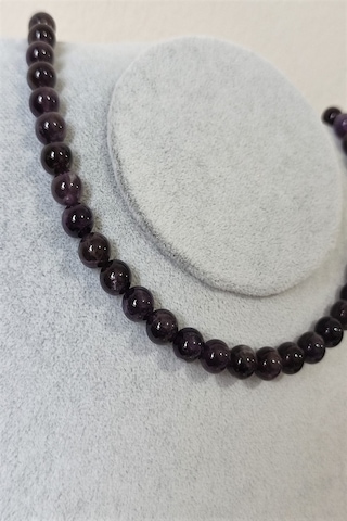 8 Mm Ametist Doğaltaş Kolye