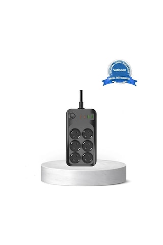 Akım Korumalı 6 Lı Priz 2xusb 2xtype-c Çıkış Yüksek Gerilim Koruma Çoklu Priz Çoğaltıcı Standart