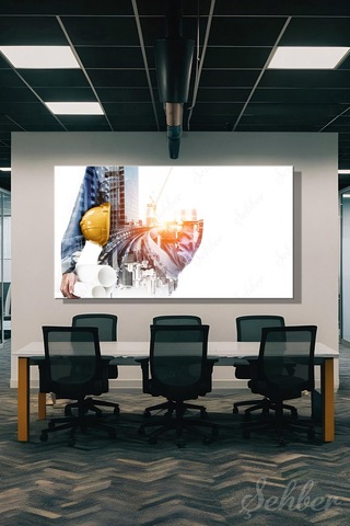 Panoramik Yatay Kanvas Tablo Tekli Emlak Ofisi İnşaat Gyo Mimarlık Modern Şehir Şantiyesi 2499