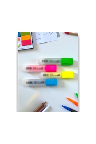 4'lü Neon Renk Fosforlu Highlighter Kalem Seti 124-Pembe