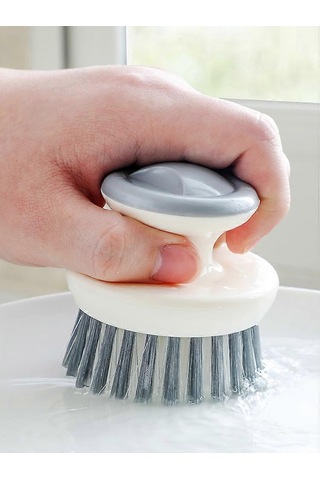 Saplı Çok Amaçlı Bulaşık Fırçası, Temizlik İçin Mutfak Fırçaları, Lavabo, Tencere, Tavalar İçin Sert Kıllı Bulaşık Fırçası 2p Gri