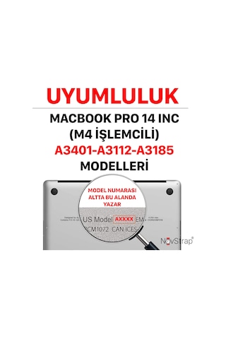 Novstrap  Macbook Pro 14 İnç M4 A3401 A3112 A3185 İle Uyumlu Türkçe Klavye Koruyucu Siyah Kılıf Karışık Çok Renkli