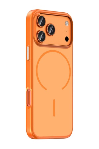 Apple iPhone Uyumlu 17 Pro Kılıf Magsafe Şarj Özellikli Ultra İnce Mat Soft Lora Pc Kapak Turuncu
