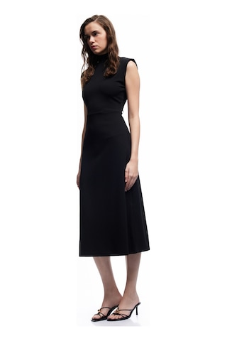 Koton Scuba Krep Kumaş Slim Fit Dik Yaka Midi Boy Kolsuz Elbise Siyah 6wak80004uk Siyah