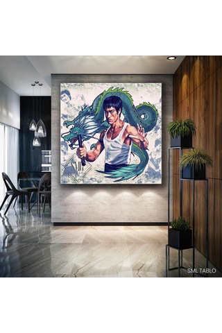 Uzak Doğu Dövüş Bruce Lee Ejderha Kanvas Tablo 40 X 40 Cm