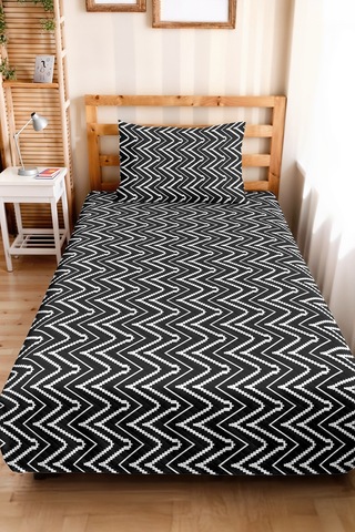 Siyah Geometrik Zigzag Genç Odası Tek Kişilik Pike Takımı - Modern 160x220 Cm Kapitone Yatak Örtüsü Mistik Şafak Serinliği