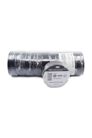 10 Adet 3M Temflex PVC Siyah İzole Bant Elektrik Bandı
