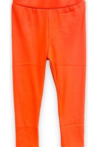 Kız Çocuk Beli Lastikli Yüksek Bel Neon Uzun Tayt-11517 Turuncu