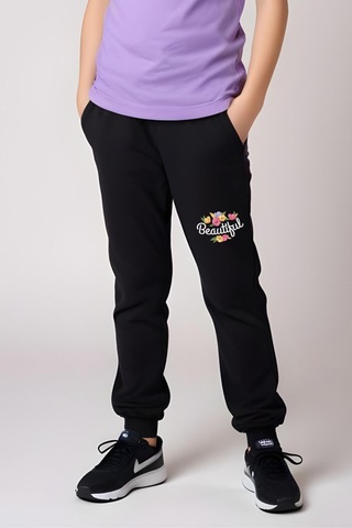 Beautiful Baskılı Kız Çocuk Tişört Ve Eşofman Alt-üst Takım Lila