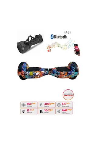 Citymate Elektrikli Kaykay Hoverboard Bluetooth Hoparlörlü 6.5 İnç Grafiti D11 +Çanta