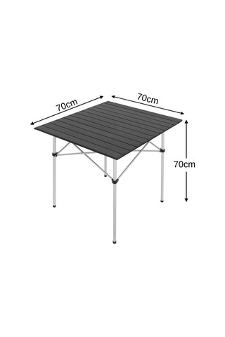 Portatif Alüminyum Katlanır Kare Kamp Masası 70x70x70 Siyah Genel