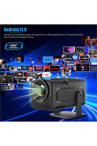Ioıuskku 1080p Mini Projektör Desteği Android 11.0 Hy320 Led