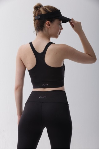 Micro Polyester Siyah Toparlayıcı Sporcu Bra Siyah