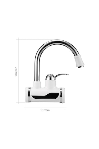 Bosphorusboutique02 Anında Tankless Elektrikli Sıcak Su Isıtıcı Mutfak Hızlı Isıtma Musluk Musluğu Beyaz - Krom