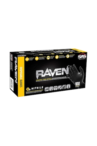Raven Pudrasız Nitril Siyah Eldiven 100'lü