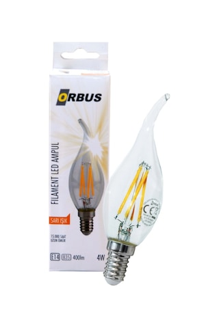 Orbus 4 W E14 400LM Dekoratif Rustik Kıvrık Mum Ampul