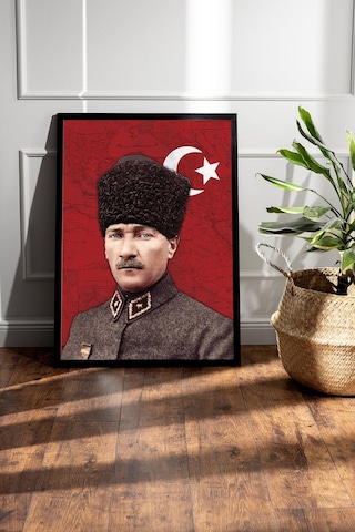 Mustafa Kemal Atatürk Çerçeveli Tablo - Osmanlı Subay Üniformalı
