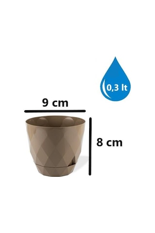 Omnipazar Krs-450 Yakamoz Tabaklı Plastik Saksı Takımı 0.3 Litre No 0 Kahverengi