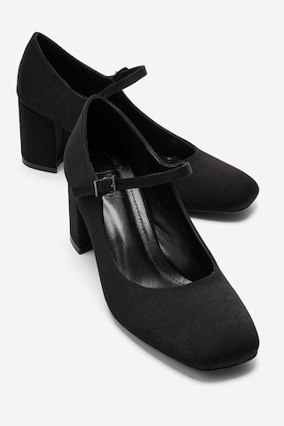 Luvi Shoes Nıcho Siyah Kumaş Kadın Kalın Topuklu Ayakkabı