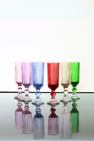 Organik Boya 6 Renk Kristal Ayaklı Kahve Yanı Su Bardağı