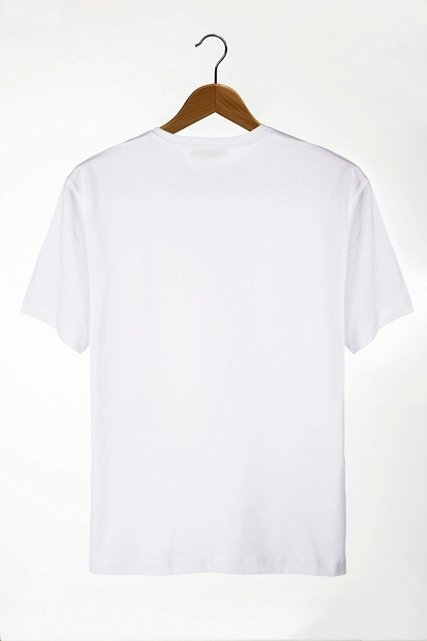 Veaven Kadın Beyaz Bisiklet Yaka Önü Mantar Şapkalı Kız Baskılı Oversize T-shirt Beyaz