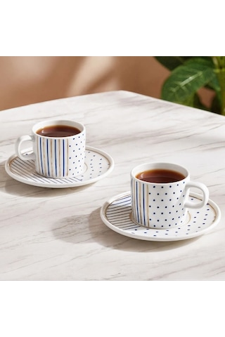 Güral Porselen Mental 4 Parça Çay Fincan Takımı 65481 Beyaz