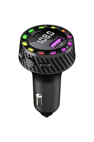 Rgb Işıklı 5.3 Bluetoothlu 30w Usb Type C Hızlı Şarjlı Araç Kiti - Mp3 Çalar, Eller Serbest Modlu