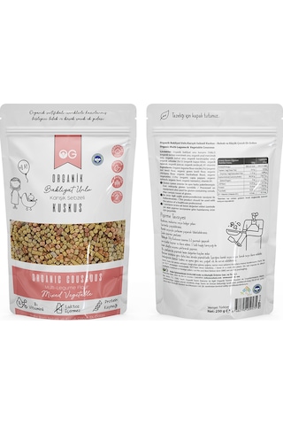 OG natural Organik Karışık Sebzeli Bakliyat Unlu Bebek Kuskus 250 Gr +6 Ay