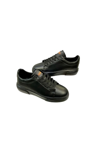 Erkek Bağcıklı İç Ve Dış Yüzey Deri Dikişli Poli Taban Sneaker--sula Siyah
