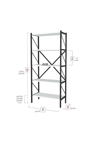 2 Raflı Çalışma Masası Bilgisayar Masası Ders Masası + 5 Raf Beyaz