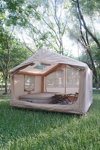 4 Mevsim Şişme Kamp Çadırı Yüksek Ve Cam Tavanlı 6-8 Kişilik 300x250x220cm Bej