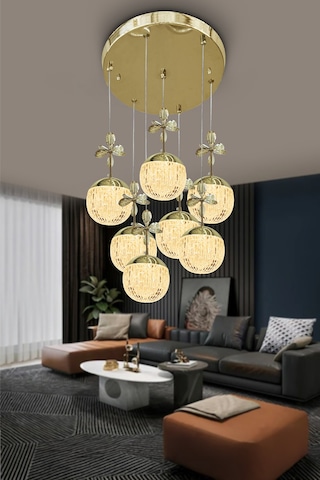 Modern Sarkıt Cam 7 Top Led Avize Çok Renkli