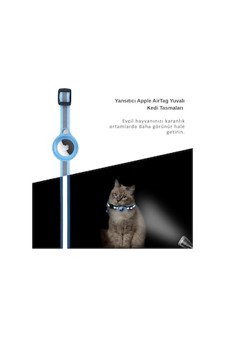 Etashop Airtag Uyumlu Reflektif Kedi Tasması Zilli Ayarlanabilir Kedi Boyun Tasması 22-32 Cm Turuncu