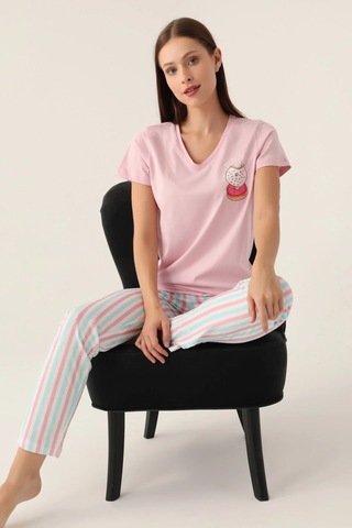 Arnetta 2888 Pamuklu Kısa Kol Kadın Pijama Takımı Toz Pembe