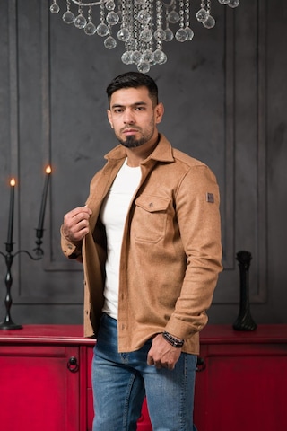 Advante Slimfit Çift Kapak Cepli Astarsız Kaşe Gömlek Devetüyü