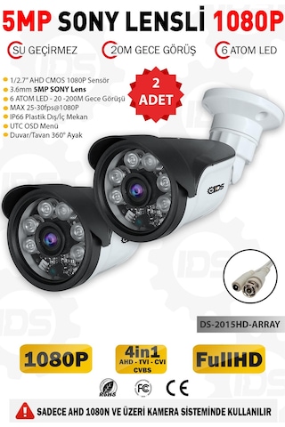 Ids 5MP Lensli 1080P FullHD AHD Güvenlik Kamerası Kamera Sistemleri 2'li