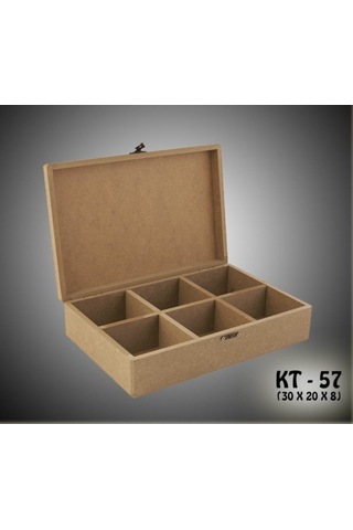 Ahşap Boyanabilir 6 Bölmeli Saat-takı-aksesuar-organizer Kutu