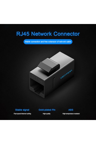 Xiyyadms Ventıon Rj45 Ağ Kablosu Çoğaltıcı, Altın Kaplı Pinli Abs Malzeme, Ağ Kablosunu Uzatmak İçin Çift Yönlü Bağlayıcı Siyah