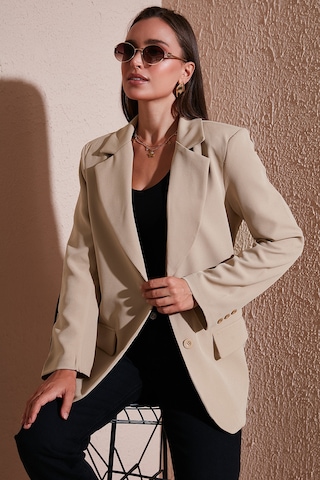 Lela Relaxed Fit Mono Yaka Cepli Blazer Bayan Ceket 611Bc00132 Vizon