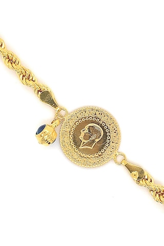 Zümrüt Sarraf 14 Ayar Nazar Boncuklu Çeyrek Altın Bileklik Sarı Altın